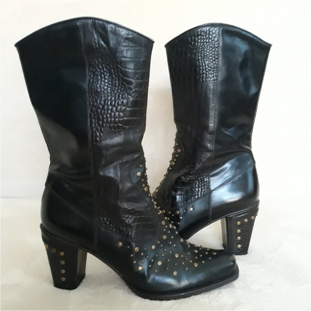 Stuart Weitzman Hillbilly mid-calf boots dark chocolate brown leather size 8.5